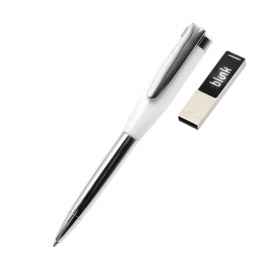 Ручка металлическая Memphys c флешкой 64Гб, белая, Цвет: белый