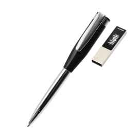 Ручка металлическая Memphys c флешкой 64Гб, черная, Цвет: черный