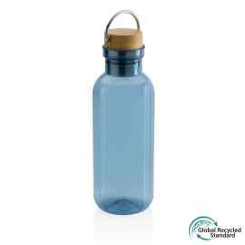 Бутылка для воды из rPET GRS с крышкой из бамбука FSC, 680 мл, Синий, Цвет: синий,, Размер: Длина 7,5 см., ширина 7,5 см., высота 22,3 см., диаметр 7,5 см.