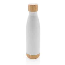 Вакуумная бутылка из нержавеющей стали и бамбука, 520 мл, Белый, Цвет: белый,, Размер: Длина 7 см., ширина 7 см., высота 27 см., диаметр 7 см.