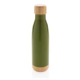 Вакуумная бутылка из нержавеющей стали и бамбука, 520 мл, Зеленый, Цвет: зеленый,, Размер: Длина 7 см., ширина 7 см., высота 27 см., диаметр 7 см.