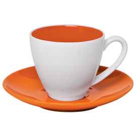 Чайная пара 'Galena' в подарочной упаковке, оранжевый, 200мл, 15,3х15,3х10см, фарфор, Цвет: оранжевый, белый