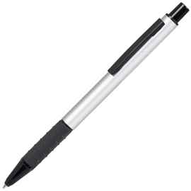 CACTUS, ручка шариковая, серебристый/черный, алюминий, прорезиненный грип, Цвет: серебристый