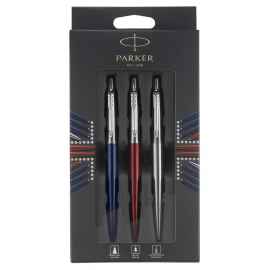 Набор Parker Jotter London Trio: гелевая ручка Red CT + шариковая ручка Blue CT + карандаш Stainless Steel CT