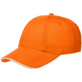 Бейсболка Canopy, оранжевая с белым кантом, Цвет: белый, оранжевый