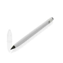 Алюминиевый вечный карандаш с ластиком, белый,, Цвет: белый,, Размер: , высота 14,5 см., диаметр 0,9 см.