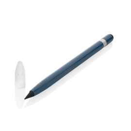 Алюминиевый вечный карандаш с ластиком, синий,, Цвет: синий,, Размер: , высота 14,5 см., диаметр 0,9 см.