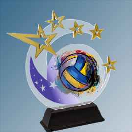 Акриловая награда волейбол (УФ печать), 20х21х0.3 (синий)