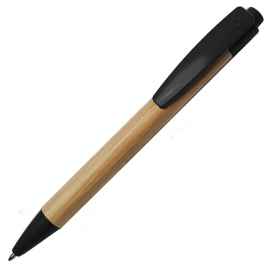 Ручка шариковая N17, бежевый/черный, бамбук, пшенич. волокно, переработан. пласти, цвет чернил синий, Цвет: черный