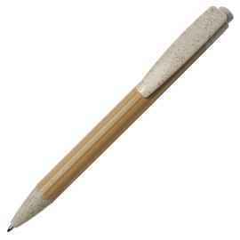 Ручка шариковая N17, бежевый/белый, бамбук, пшенич. волокно, переработан. пластик, цвет чернил синий, Цвет: белый