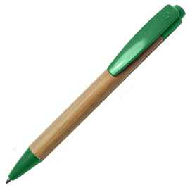 Ручка шариковая N17, бежевый/зеленый, бамбук, пшенич. волокно, переработан. пласт, цвет чернил синий, Цвет: зеленый