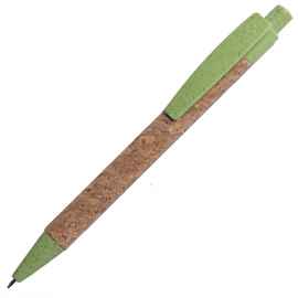 Ручка шариковая N18, светло-зеленый, пробка, пшеничная волокно, ABS пластик, цвет чернил синий, Цвет: светло-зеленый