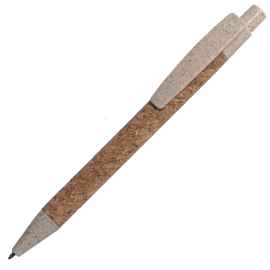 Ручка шариковая N18, бежевый, пробка, пшеничная волокно, ABS пластик, цвет чернил синий, Цвет: бежевый