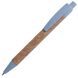 Ручка шариковая N18, голубой, пробка, пшеничная волокно, ABS пластик, цвет чернил синий, Цвет: голубой