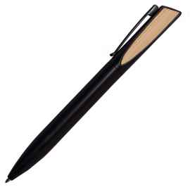 Ручка шариковая SOLO, черный, металл, пластик, дерево, цвет чернил синий, Цвет: черный