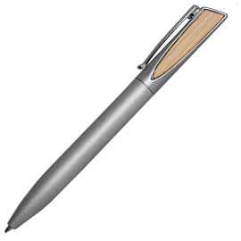 Ручка шариковая SOLO, серебряный, металл, пластик, дерево, цвет чернил синий, Цвет: серебристый