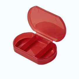 Витаминница TRIZONE, 3 отсека, 6 x 1.3 x 3.9 см, пластик, красная, Цвет: красный