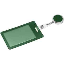 Чехол для пропуска с ретрактором Devon, темно-зеленый, Цвет: зеленый, темно-зеленый, Размер: чехол: 6,3х10,4 с