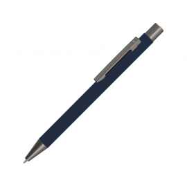 Ручка металлическая шариковая Straight Gum soft-touch с зеркальной гравировкой, 187927.12, Цвет: темно-синий