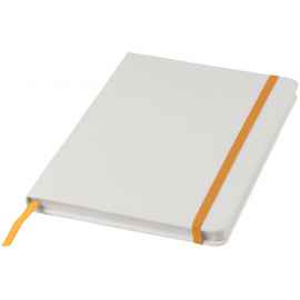 Блокнот А5 Spectrum с белой обложкой и цветной резинкой, 10713504, Цвет: оранжевый,белый