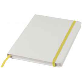 Блокнот А5 Spectrum с белой обложкой и цветной резинкой, 10713505, Цвет: белый,желтый