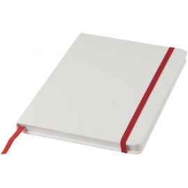 Блокнот А5 Spectrum с белой обложкой и цветной резинкой, 10713502, Цвет: красный,белый