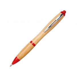 Ручка шариковая Nash из бамбука, 10737803, Цвет: красный,натуральный