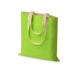 Сумка для шопинга Twin двухцветная из хлопка, 180 г/м2, 955133, Цвет: зеленое яблоко,натуральный