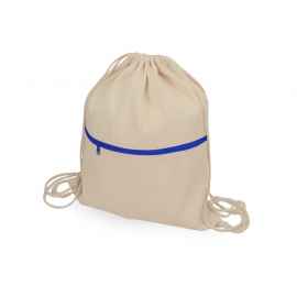 Рюкзак-мешок хлопковый Lark с цветной молнией, 955112, Цвет: синий,натуральный