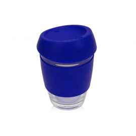 Стеклянный стакан с силиконовой крышкой и манжетой Monday, 885202, Цвет: синий,прозрачный, Объем: 350