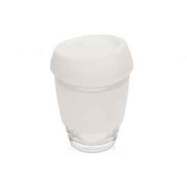 Стеклянный стакан с силиконовой крышкой и манжетой Monday, 885206, Цвет: белый,прозрачный, Объем: 350