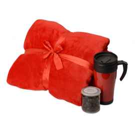Подарочный набор Tasty hygge с пледом, термокружкой и миндалем в шоколадной глазури, 700346.01, Цвет: черный,красный,красный, Объем: 350