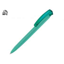 Ручка пластиковая шариковая трехгранная Trinity K transparent Gum soft-touch с чипом передачи информации NFC, 187926NFC.15, Цвет: морская волна