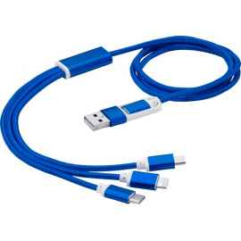 Универсальный зарядный кабель 3-в-1 с двойным входом, 12418053, Цвет: синий