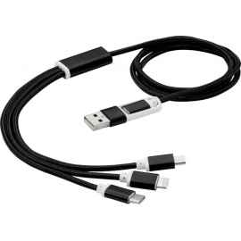 Универсальный зарядный кабель 3-в-1 с двойным входом, 12418090, Цвет: черный