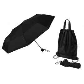 Зонт Picau из переработанного пластика в сумочке, 920007, Цвет: черный