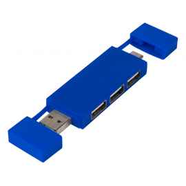 Двойной USB 2.0-хаб Mulan, 12425153, Цвет: синий