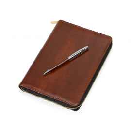 Бизнес-блокнот на молнии А5 Fabrizio с RFID защитой и ручкой, 701409, Цвет: коричневый,серебристый