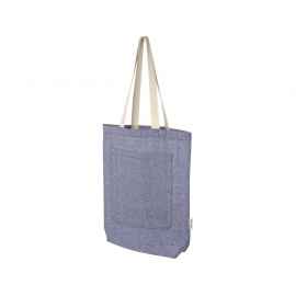 Эко-сумка Rainbow из переработанного хлопка с передним карманом, 12064350, Цвет: синий