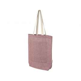 Эко-сумка Rainbow из переработанного хлопка с передним карманом, 12064320, Цвет: темно-бордовый