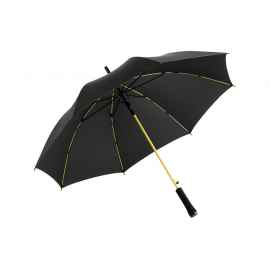 Зонт-трость Colorline с цветными спицами и куполом из переработанного пластика, 100003, Цвет: черный,желтый