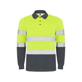Рубашка поло со светоотражающими полосами Polaris с длинным рукавом, мужская, L, 9306HV23221L, Цвет: темно-серый,неоновый желтый, Размер: L