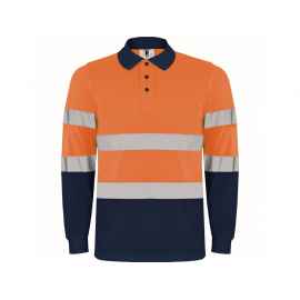 Рубашка поло со светоотражающими полосами Polaris с длинным рукавом, мужская, S, 9306HV55223S, Цвет: navy,неоновый оранжевый, Размер: S
