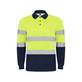 Рубашка поло со светоотражающими полосами Polaris с длинным рукавом, мужская, S, 9306HV55221S, Цвет: navy,неоновый желтый, Размер: S