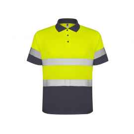 Рубашка поло со светоотражающими полосами Polaris, мужская, S, 9302HV23221S, Цвет: темно-серый,неоновый желтый, Размер: S