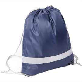 Рюкзак мешок со светоотражающей полосой RAY, тёмно-синий, 35*41 см, полиэстер 210D, Цвет: тёмно-синий