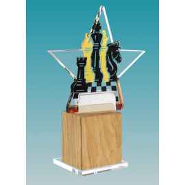 Акриловая награда на деревянной подставке Шахматы, 5х17х5