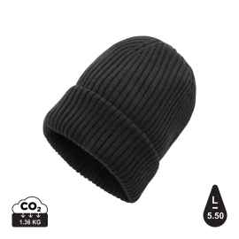 Вязаная шапка с отворотом Impact из Polylana® AWARE™, Черный, Цвет: черный,, Размер: Длина 21 см., ширина 23 см., высота 6 см., диаметр 0 см.