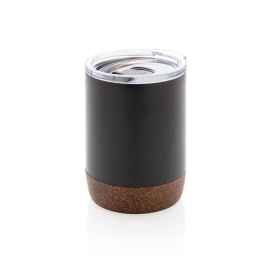 Вакуумная термокружка Cork из переработанной нержавеющей стали RCS, 180 мл, Черный, Цвет: черный,, Размер: , высота 10 см., диаметр 7,2 см.