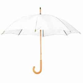 Зонт-трость механический, деревянная ручка, нейлон, D=105, белый, Цвет: белый, Размер: D-105